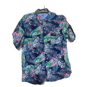 Izod Saltwater Hawaiian Shirt Buttoned Short Sleeve Cotton XL Extra Large